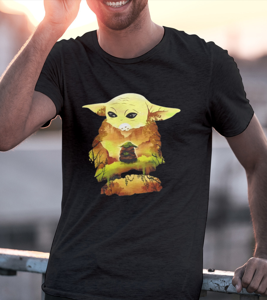 Grogu Meditates In Serene Forest Scene T-Shirt
