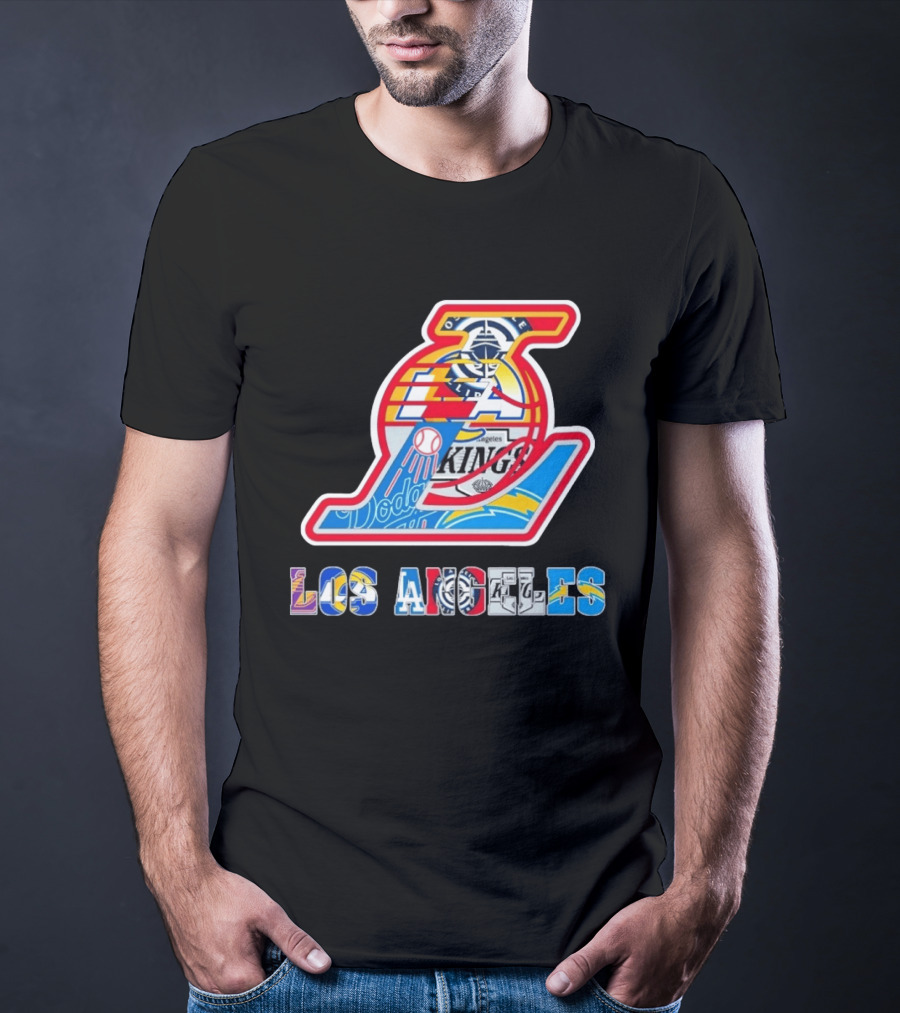 Los Angeles Lakers Dodgers Kings Chargers Sports Teams Logos T-Shirt