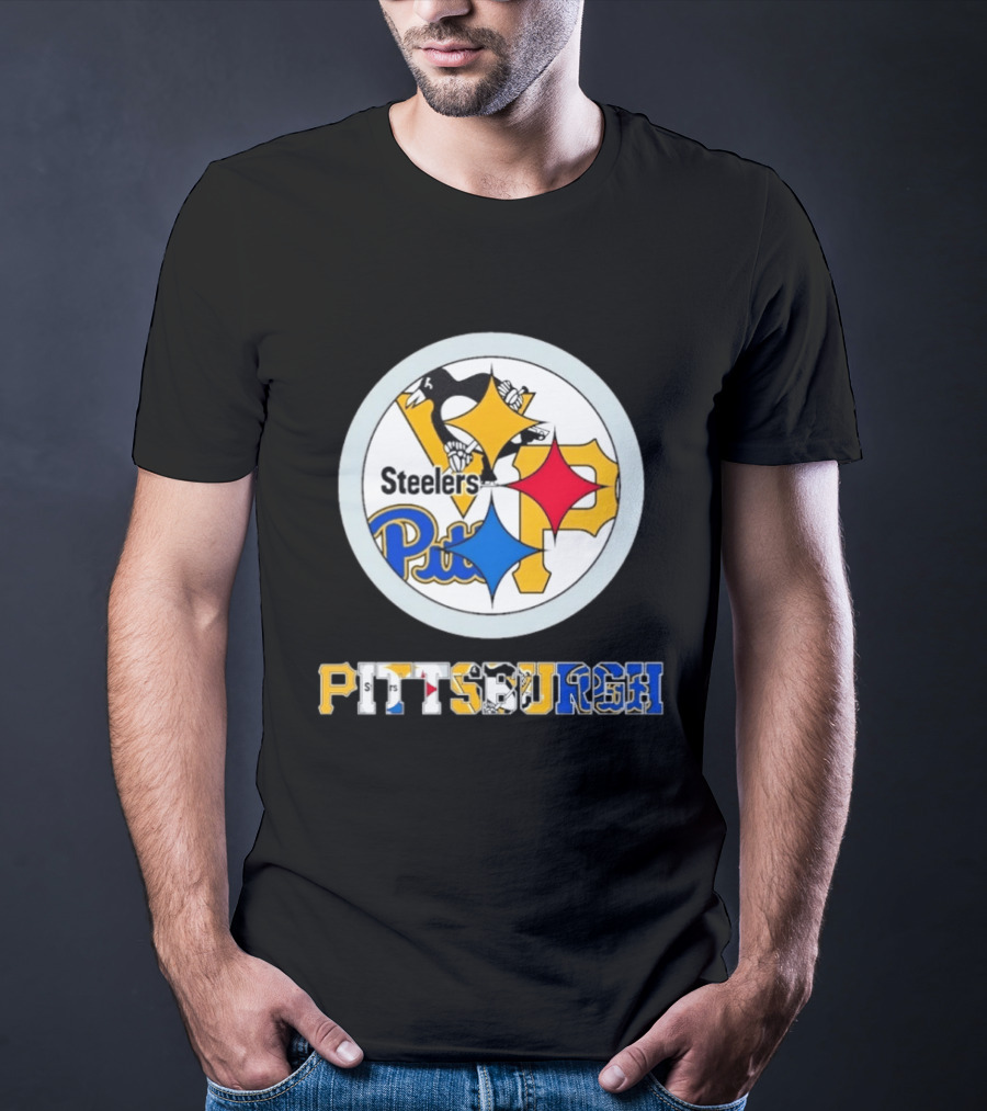 Pittsburgh Steelers Penguins Pirates Teams Logos T-Shirt