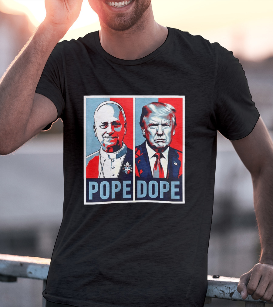 Pope Leo XIV Vs Trump Dope Red And Blue Political Satire T-Shirt