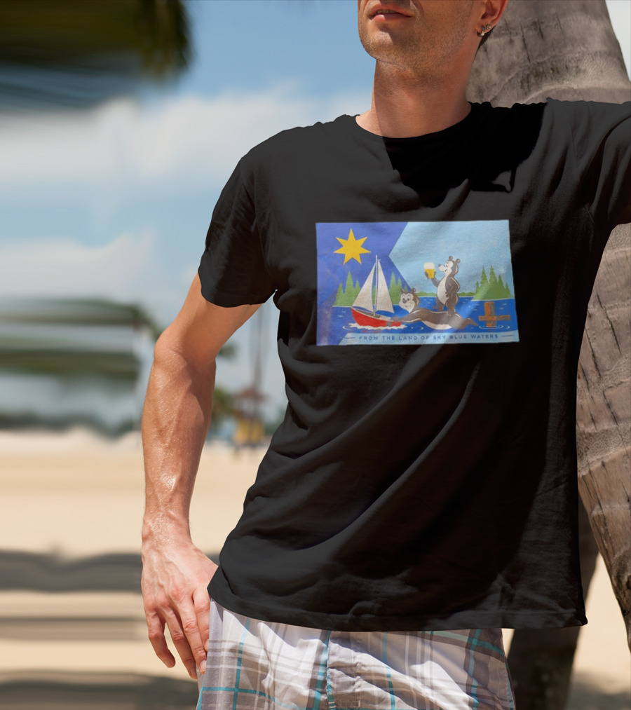 From The Land Of Sky Blue Waters Bears With Boat And Beer T-Shirt