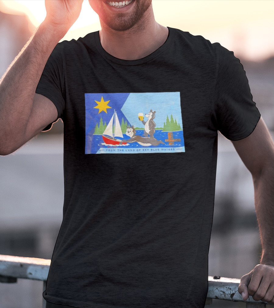 From The Land Of Sky Blue Waters Bears With Boat And Beer T-Shirt