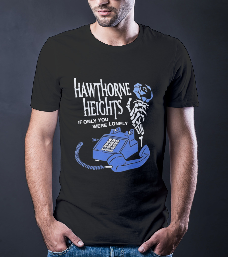 Hawthorne Heights If Only You Were Lonely 20 Years Skeleton With Blue Telephone T-Shirt