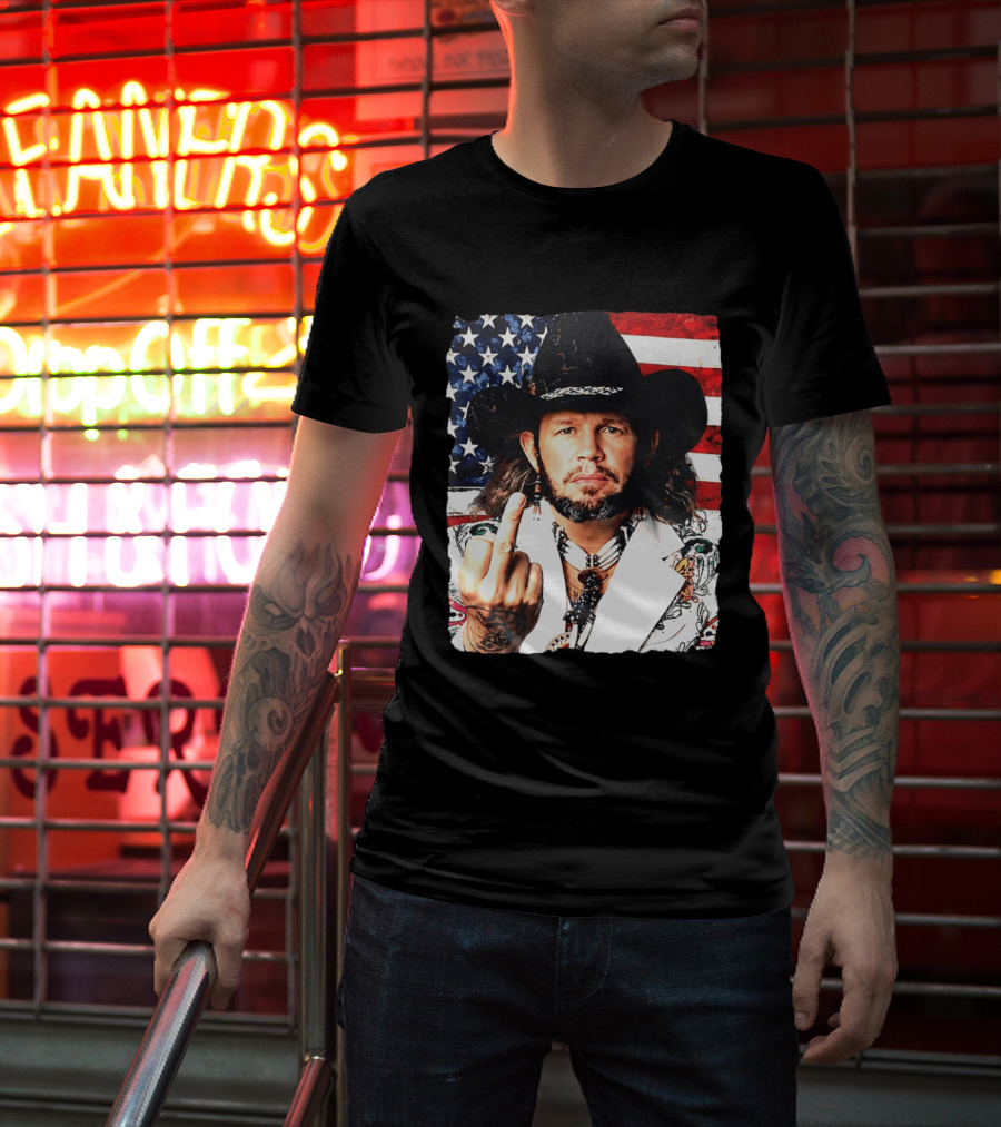 If That Ain't Country David Allan Coe USA Flag Middle Finger T-Shirt