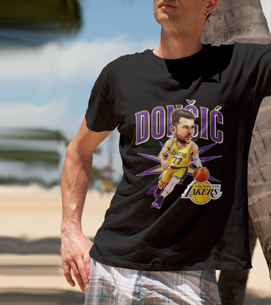 Doncic 77 Los Angeles Lakers NBA 2026 Big Head Basketball Player T-Shirt