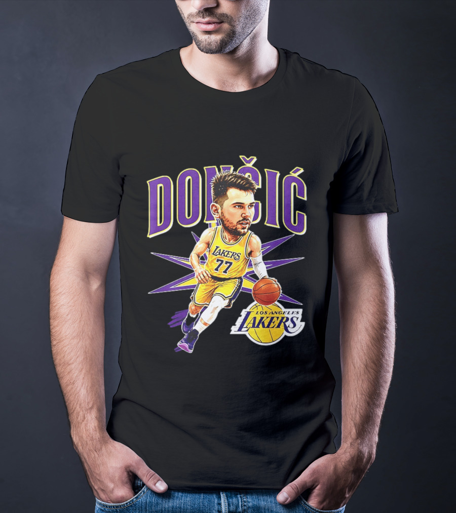 Doncic 77 Los Angeles Lakers NBA 2026 Big Head Basketball Player T-Shirt