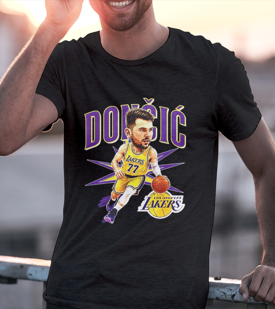 Doncic 77 Los Angeles Lakers NBA 2026 Big Head Basketball Player T-Shirt