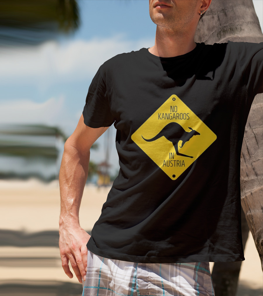 No Kangaroos In Austria Humorous Yellow Sign T-Shirt