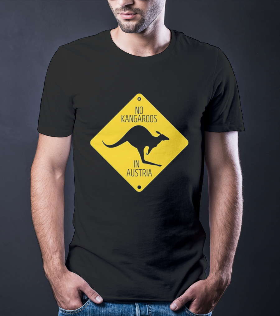 No Kangaroos In Austria Humorous Yellow Sign T-Shirt