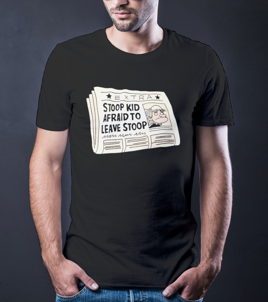Stoop Kid Afraid To Leave Stoop Newspaper Extra Cartoon Headline T-Shirt