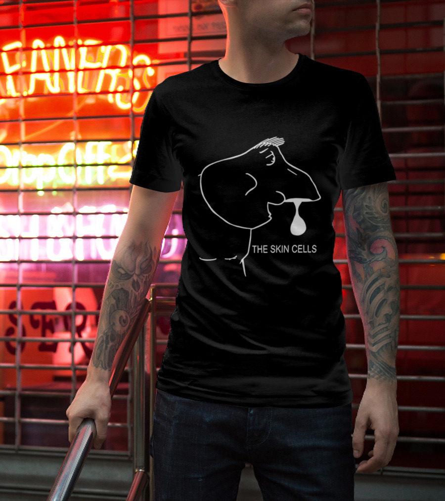The Skin Cells Band Simple Line Art Face T-Shirt