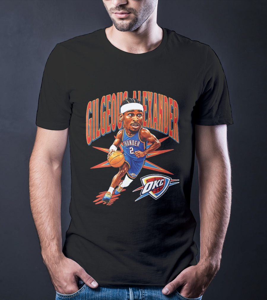 Shai Gilgeous Alexander OKC Thunder Cartoon 2026 Big Head Basketball T-Shirt