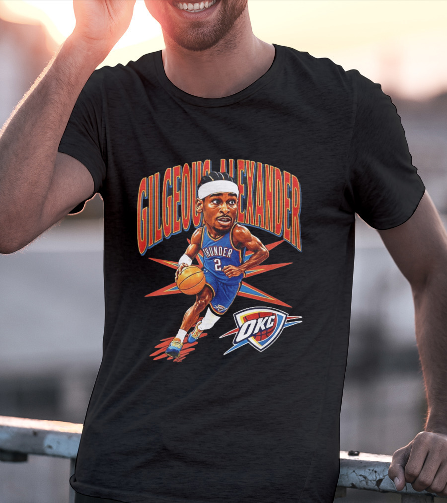 Shai Gilgeous Alexander OKC Thunder Cartoon 2026 Big Head Basketball T-Shirt