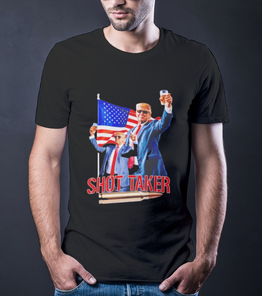 Shot Taker USA President American Flag Beer T-Shirt
