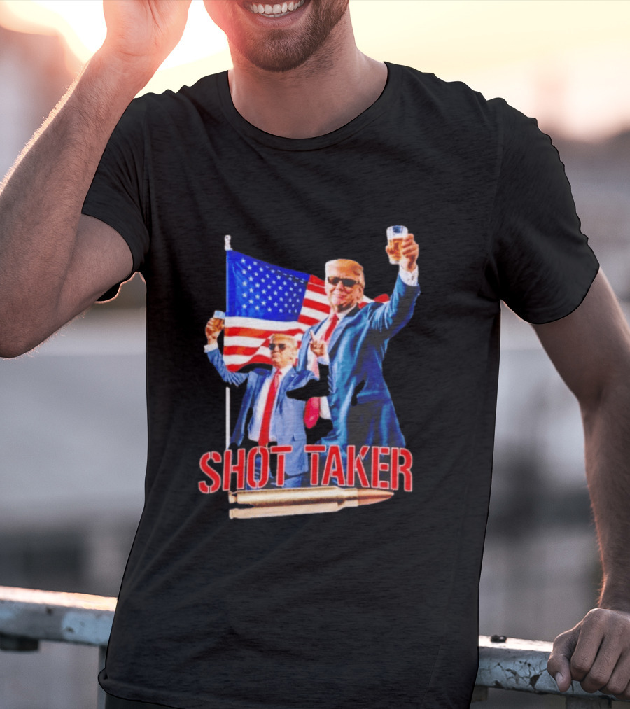 Shot Taker USA President American Flag Beer T-Shirt