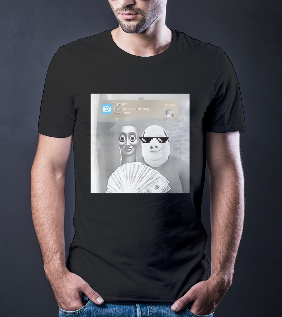 Tung Tung Sahur John Pork Meme With Motion Alert And Money Stack T-Shirt