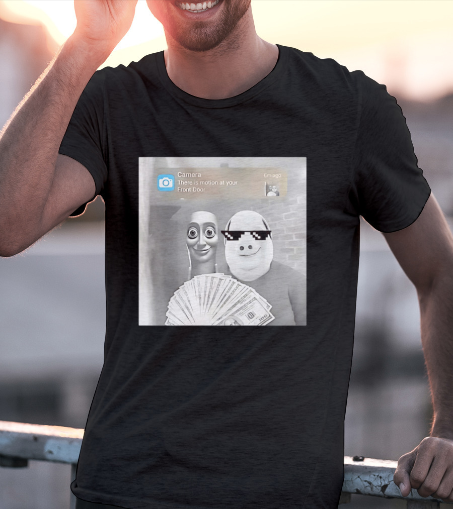 Tung Tung Sahur John Pork Meme With Motion Alert And Money Stack T-Shirt