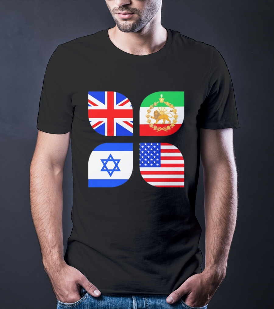 Union Jack British Flag Iranian Lion Israel Star USA Stars And Stripes Flags T-Shirt