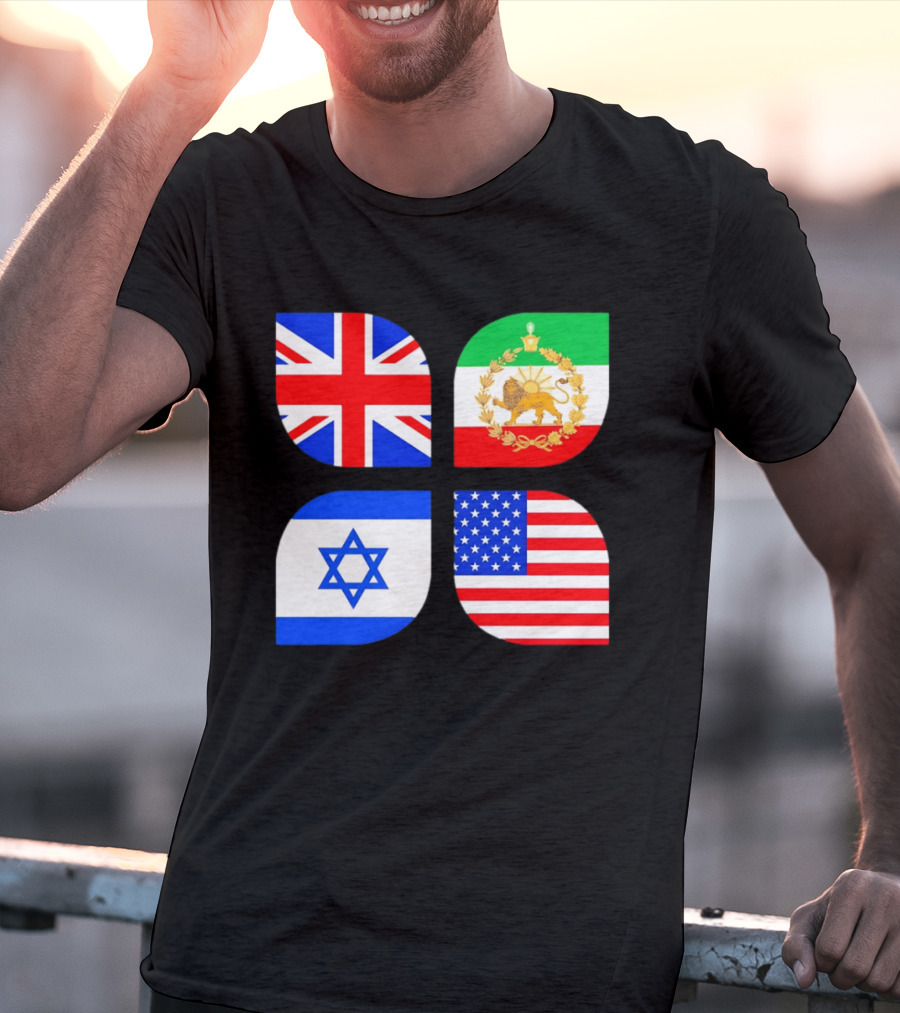 Union Jack British Flag Iranian Lion Israel Star USA Stars And Stripes Flags T-Shirt