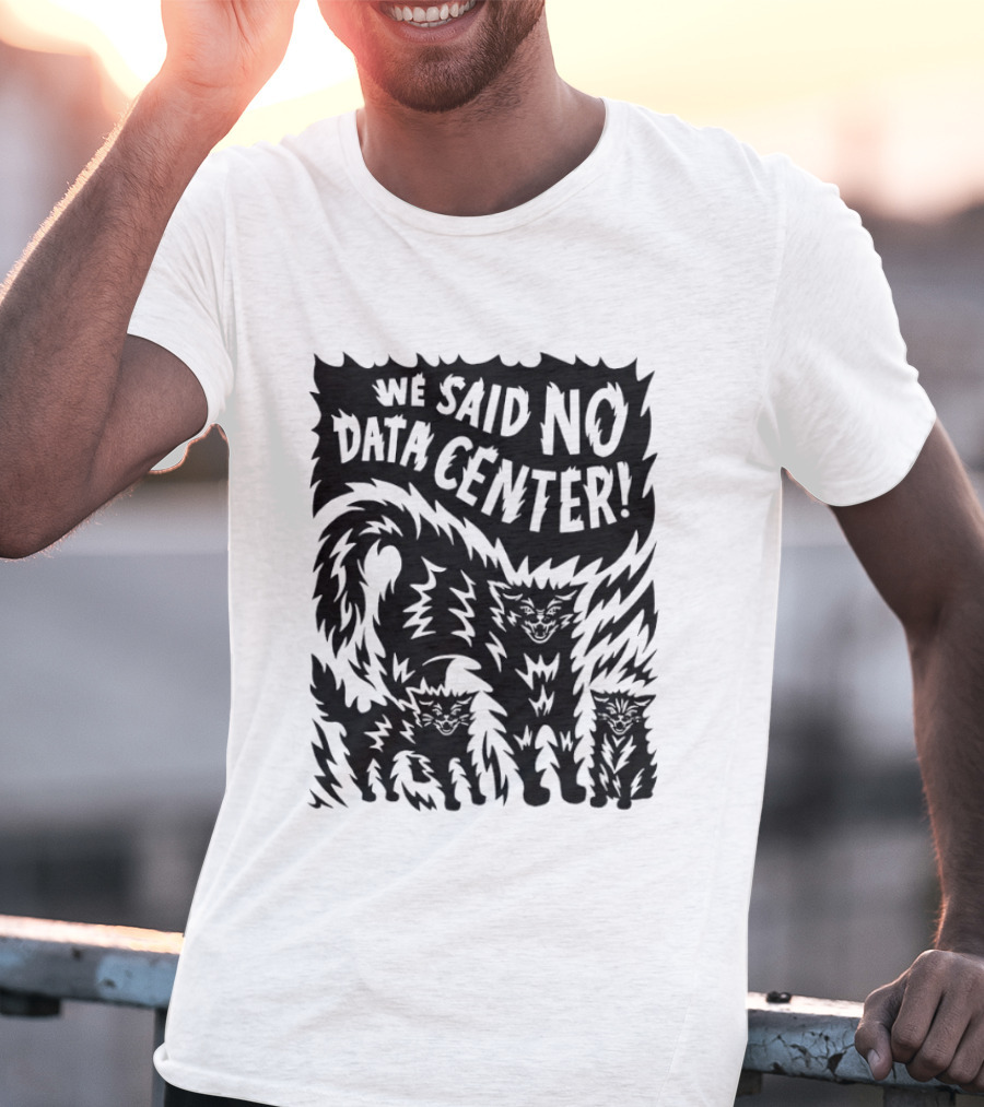 We Said No Data Center Angry Cat Linocut T-Shirt
