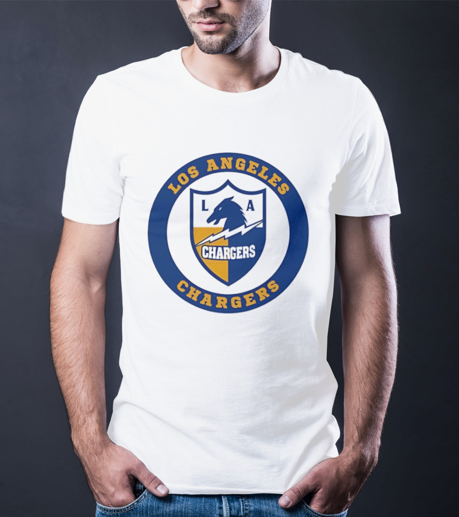Los Angeles Chargers L.A. Horse Shield Blue And Gold T-Shirt