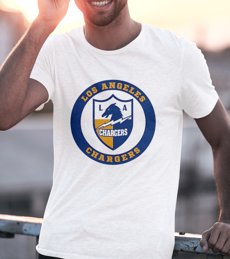 Los Angeles Chargers L.A. Horse Shield Blue And Gold T-Shirt