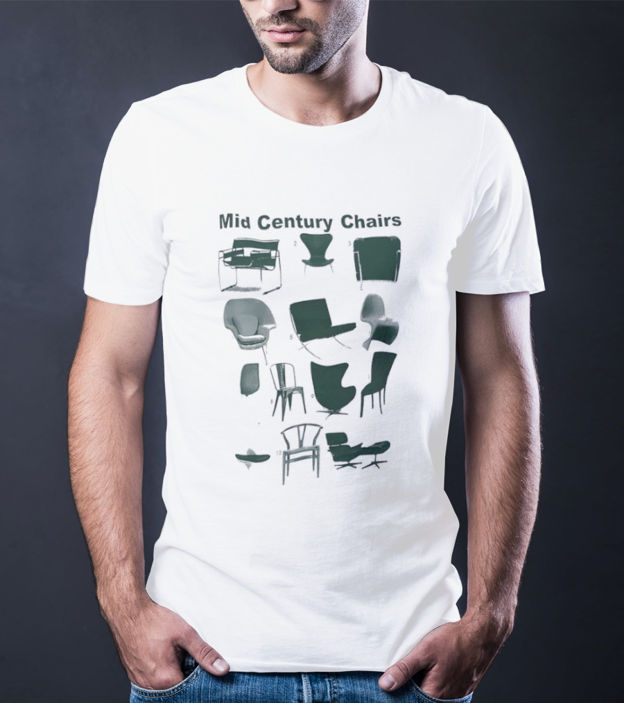 Mid Century Chairs Iconic Furniture Collection T-Shirt