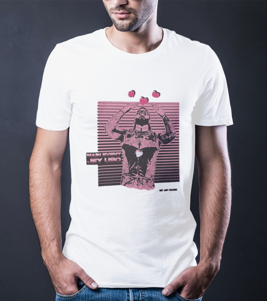 Main Event Jey Uso Ucey Jucey Pink Neon Heart Exclusive T-Shirt