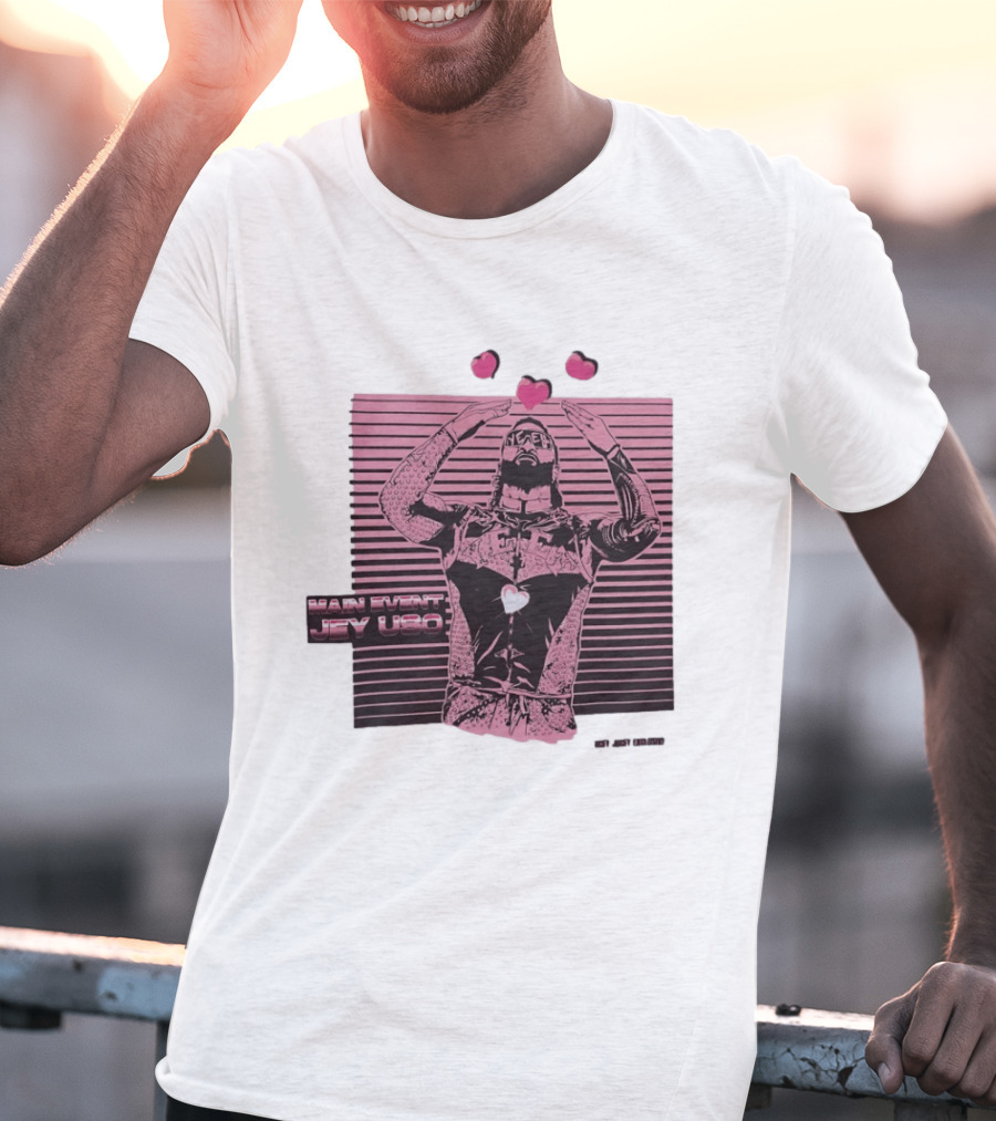 Main Event Jey Uso Ucey Jucey Pink Neon Heart Exclusive T-Shirt