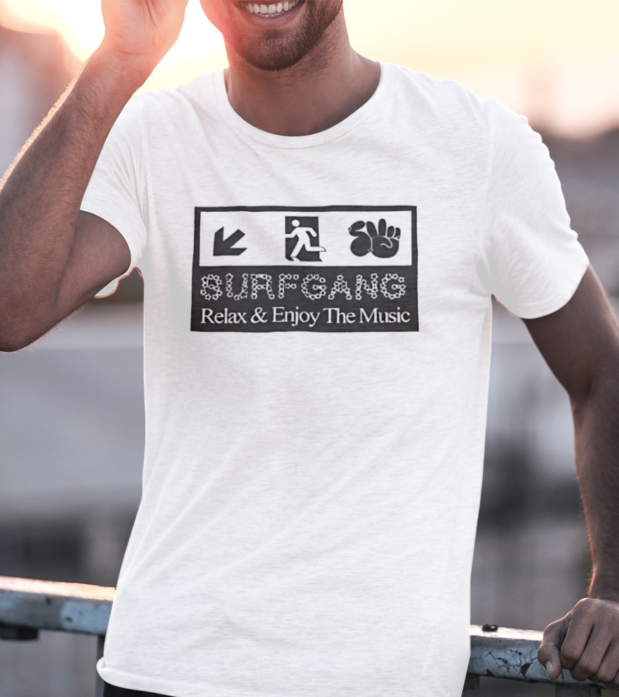 Surf Gang Relax And Enjoy The Music Icon Wave Peace Arrow T-Shirt