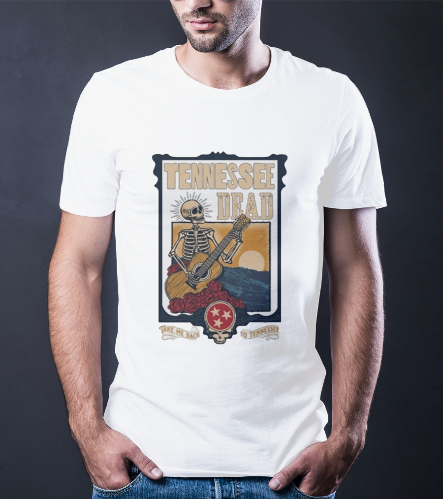 Tennessee Dead Skeleton Playing Guitar With Sun And Roses T-Shirt