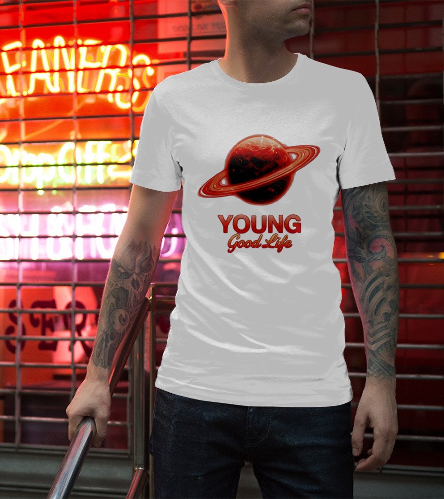 Young Good Life Red Planet Rings T-Shirt