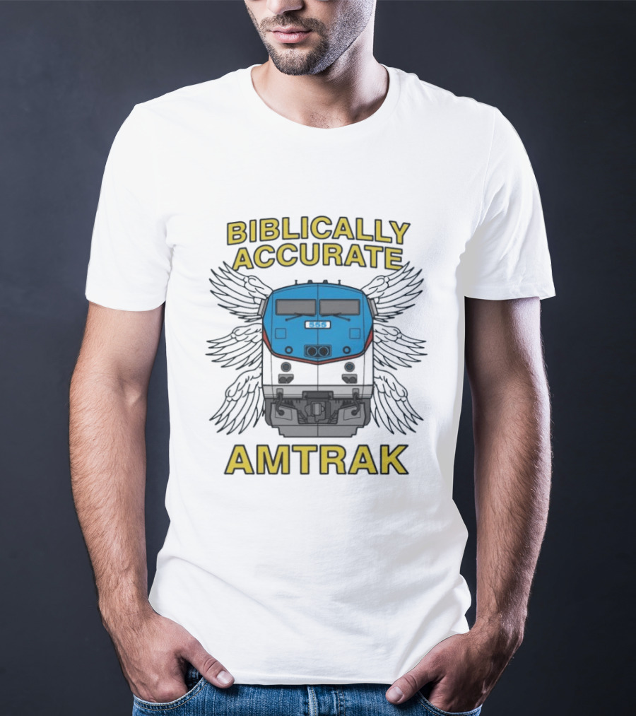 Biblically Accurate Amtrak Winged Train T-Shirt