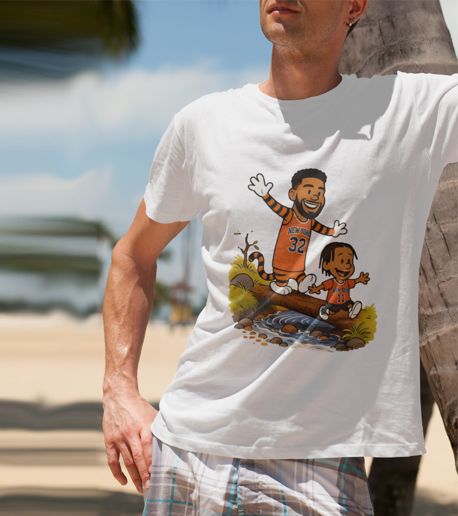 Calvin And Hobbes Crossover Karl Anthony Towns Jalen Brunson New York Knicks Basketball T-Shirt