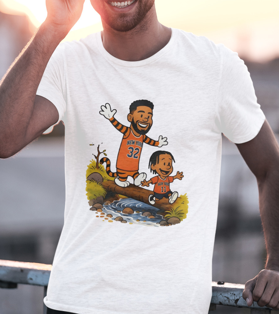 Calvin And Hobbes Crossover Karl Anthony Towns Jalen Brunson New York Knicks Basketball T-Shirt