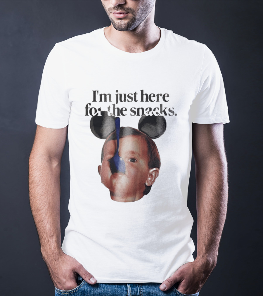 I'm Just Here For The Snacks Mickey Shaped Ears Spoon Face T-Shirt