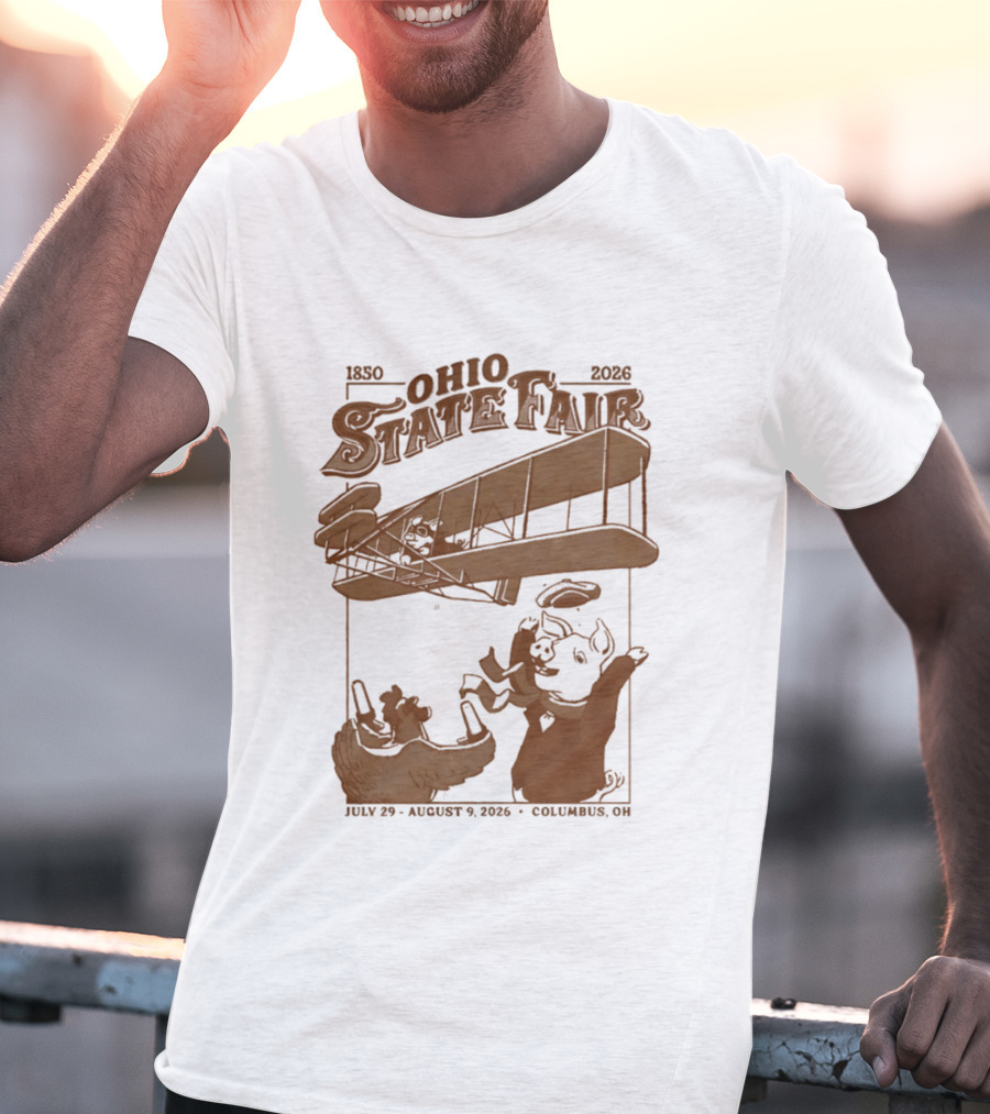 Ohio State Fair 1850 2026 July 29 August 9 Columbus Airplane And Animals T-Shirt