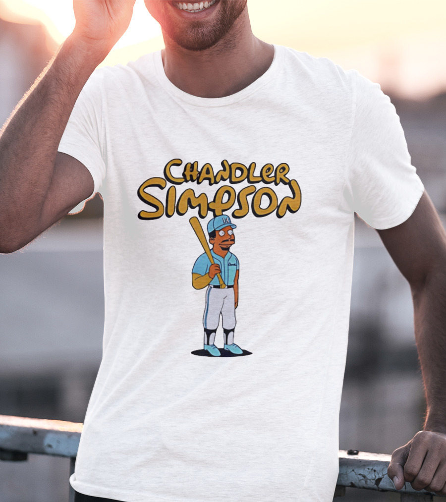 Chandler Simpson Baseball Bat Character In Blue Uniform T-Shirt
