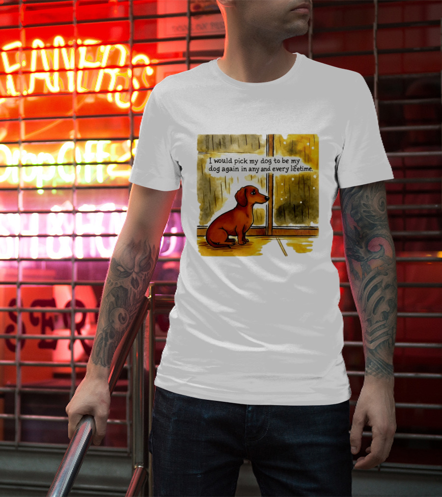 I Would Pick My Dog To Be My Dog Again In Any And Every Lifetime Dachshund By Window T-Shirt