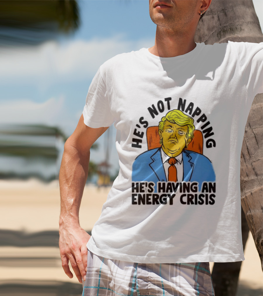 He's Not Napping He's Having An Energy Crisis Trump Sarcastic Boss Dog T-Shirt