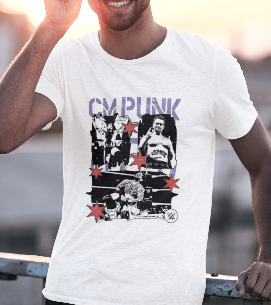 CM Punk WWE Chicago Stars Collage Wrestler Fan Favorite T-Shirt