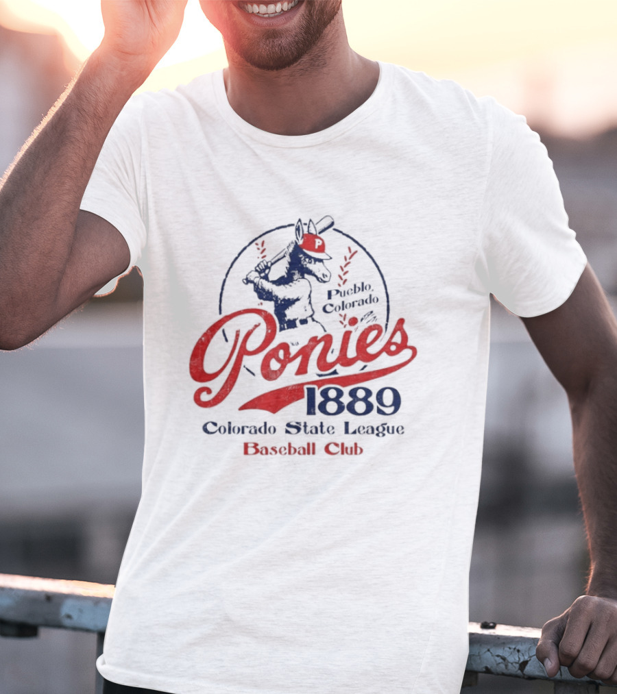 Ponies 1889 Colorado State League Baseball Club Retro Sports Memorabilia T-Shirt