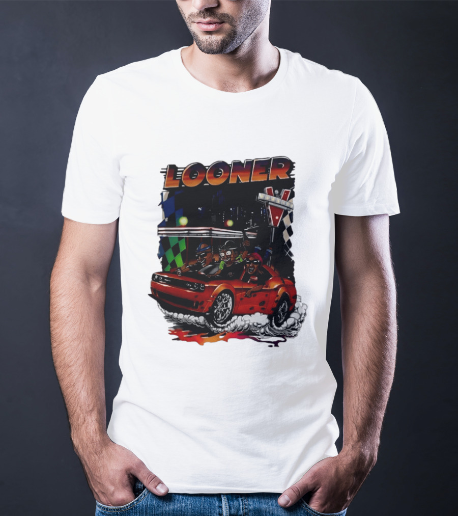Looner Cartoon Car Race Adventure T-Shirt