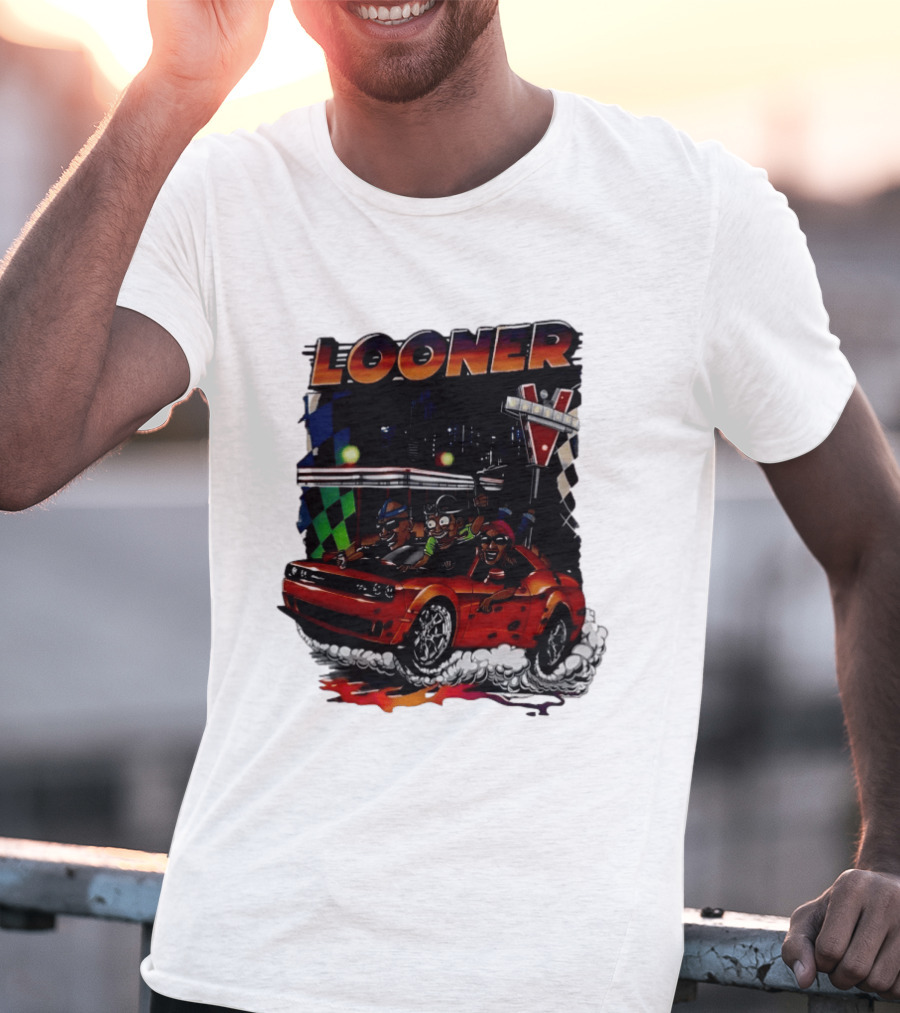Looner Cartoon Car Race Adventure T-Shirt
