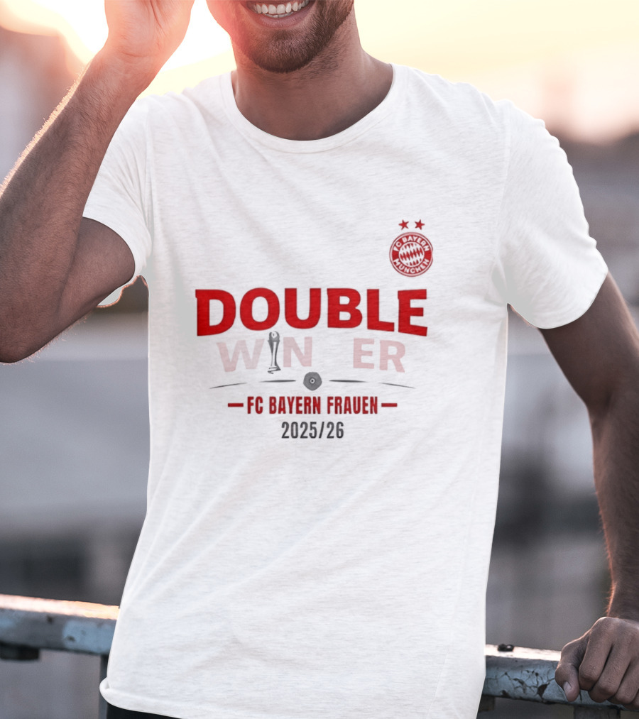 Double Winner FC Bayern Frauen 2025 2026 Championship Victory T-Shirt