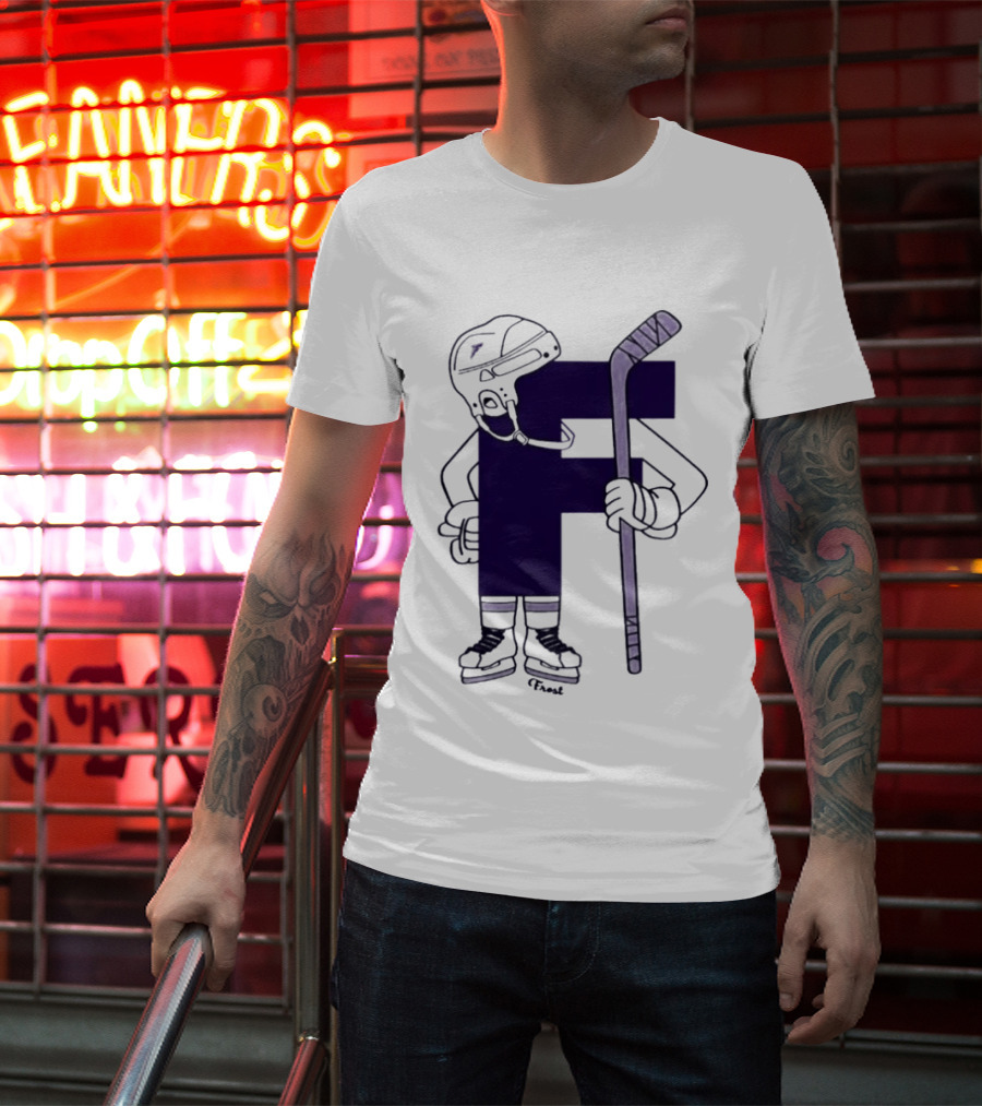Minnesota Frost Hockey Character With Stick And Helmet T-Shirt