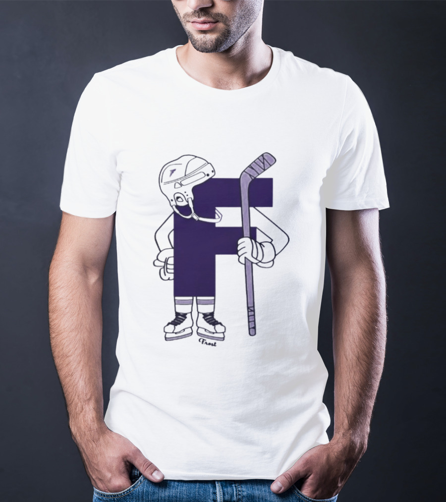 Minnesota Frost Hockey Character With Stick And Helmet T-Shirt