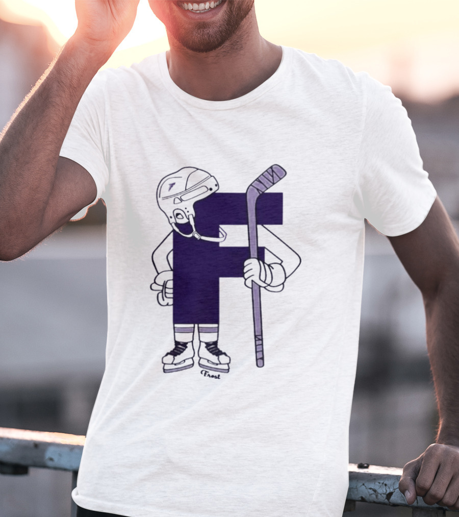 Minnesota Frost Hockey Character With Stick And Helmet T-Shirt