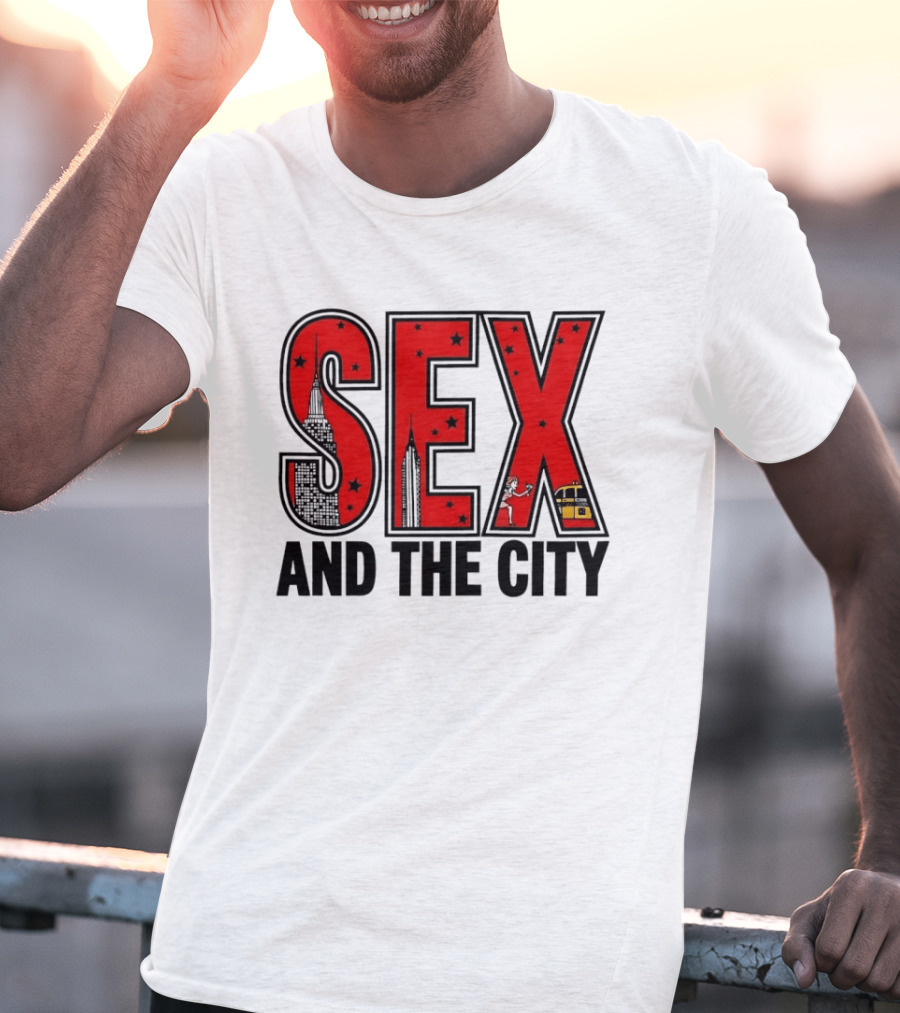 Sex And The City New York Skyline Taxi Skyscrapers Stars T-Shirt