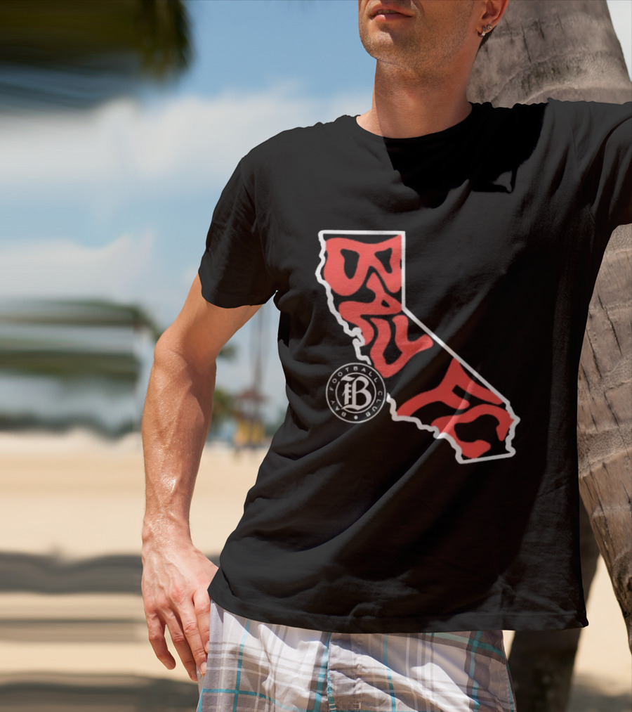 Bay FC Groovy Text California State Map Football Club T-Shirt